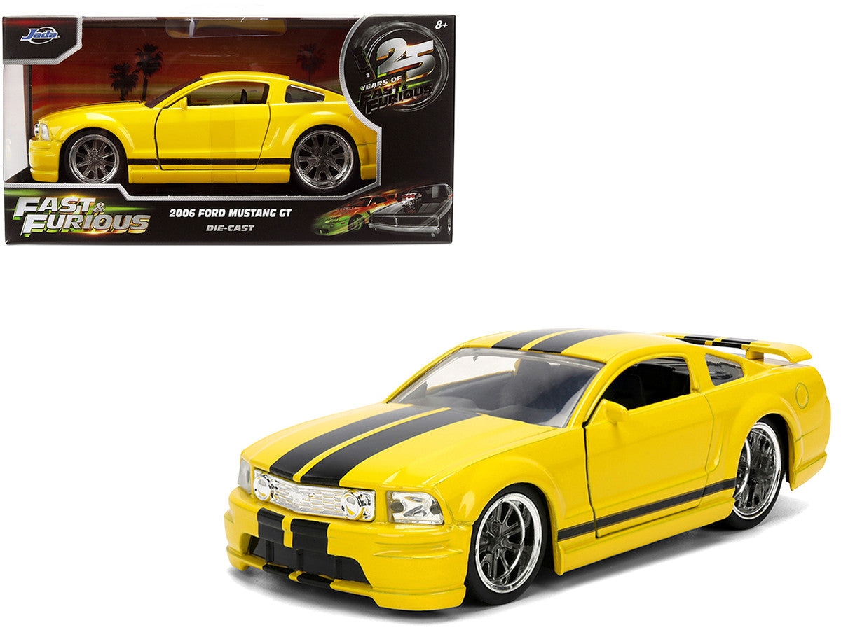 2006 Ford Mustang GT Yellow with Black Stripes "Fast & Furious 25 Years" Series 1/32 Diecast Model Car by Jada LuxuryLifeWay Online Store
