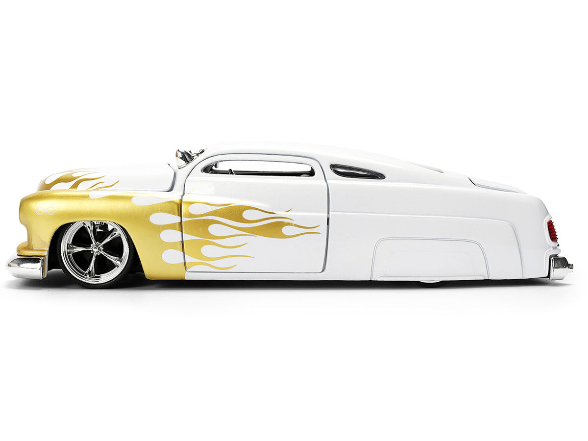 1951 Mercury Coupe White with Gold Flames "Bigtime Muscle" Series 1/24 Diecast Model Car by Jada LuxuryLifeWay Online Store