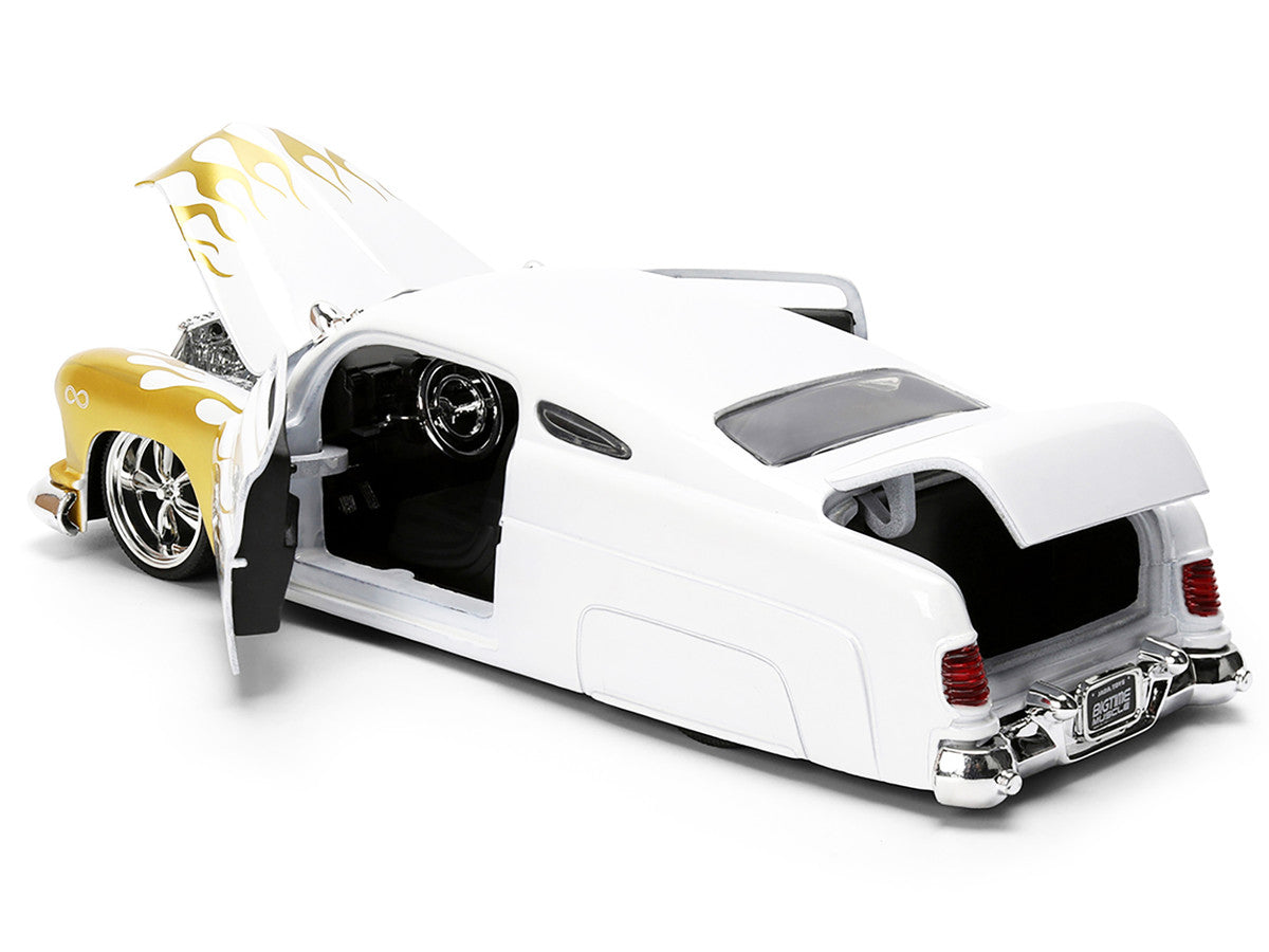 1951 Mercury Coupe White with Gold Flames "Bigtime Muscle" Series 1/24 Diecast Model Car by Jada LuxuryLifeWay Online Store