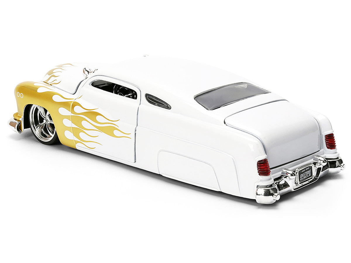 1951 Mercury Coupe White with Gold Flames "Bigtime Muscle" Series 1/24 Diecast Model Car by Jada LuxuryLifeWay Online Store