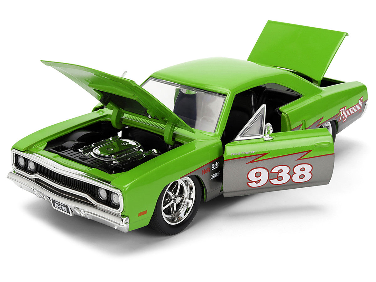 1970 Plymouth Road Runner #938 Green and Gray Metallic "Bigtime Muscle" Series 1/24 Diecast Model Car by Jada LuxuryLifeWay Online Store