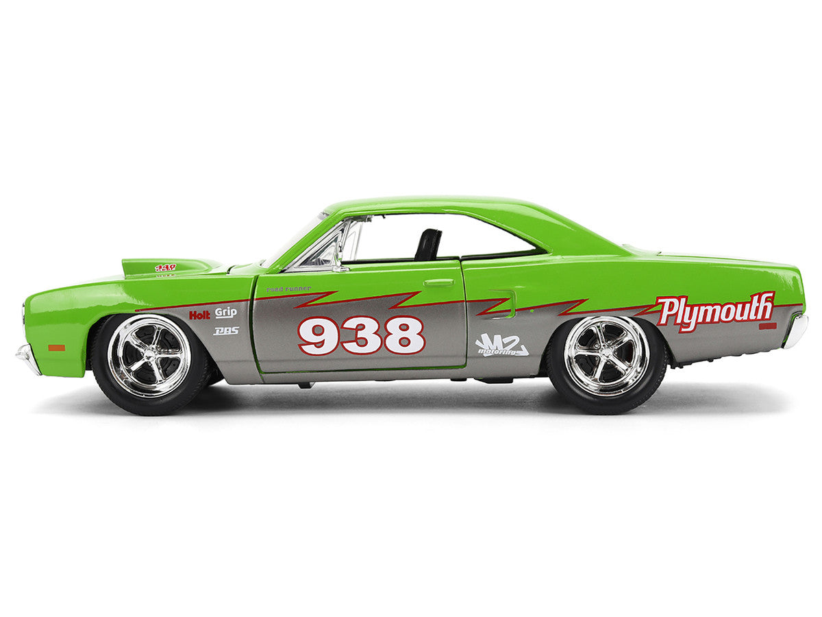 1970 Plymouth Road Runner #938 Green and Gray Metallic "Bigtime Muscle" Series 1/24 Diecast Model Car by Jada LuxuryLifeWay Online Store