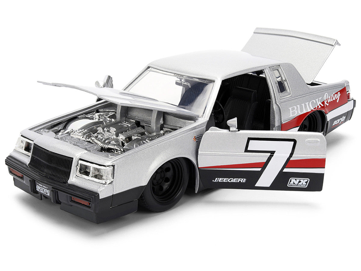 1987 Buick Grand National #7 "Buick Racing" Matt Silver Metallic with Red and Black Stripes "Bigtime Muscle" Series 1/24 Diecast Model by Jada LuxuryLifeWay Online Store