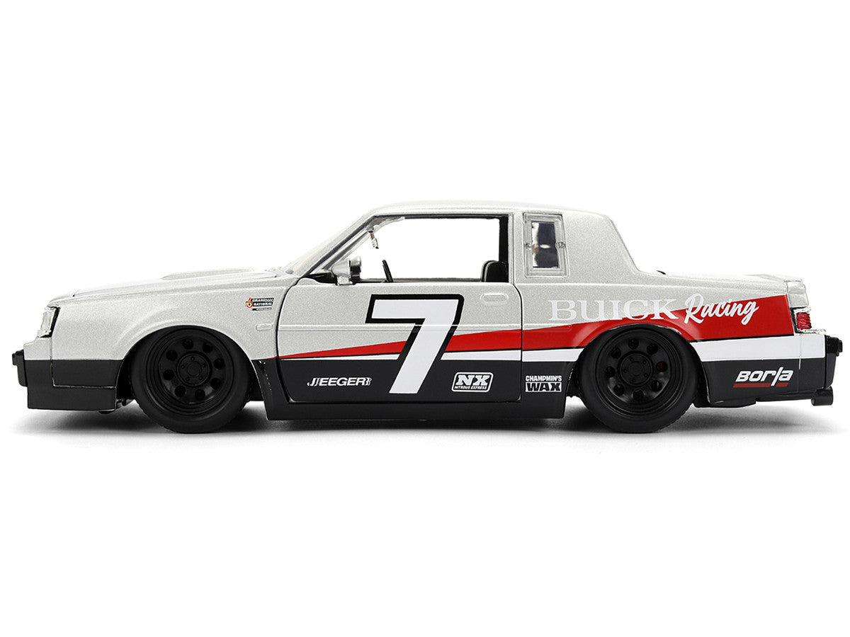 1987 Buick Grand National #7 "Buick Racing" Matt Silver Metallic with Red and Black Stripes "Bigtime Muscle" Series 1/24 Diecast Model by Jada LuxuryLifeWay Online Store