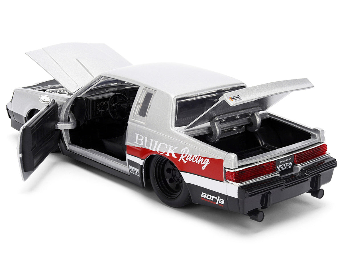 1987 Buick Grand National #7 "Buick Racing" Matt Silver Metallic with Red and Black Stripes "Bigtime Muscle" Series 1/24 Diecast Model by Jada LuxuryLifeWay Online Store