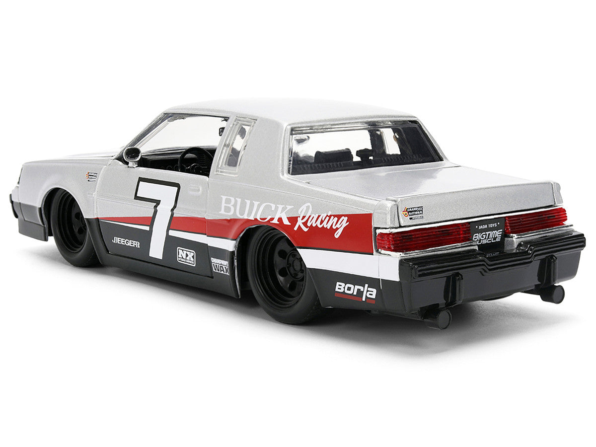 1987 Buick Grand National #7 "Buick Racing" Matt Silver Metallic with Red and Black Stripes "Bigtime Muscle" Series 1/24 Diecast Model by Jada LuxuryLifeWay Online Store