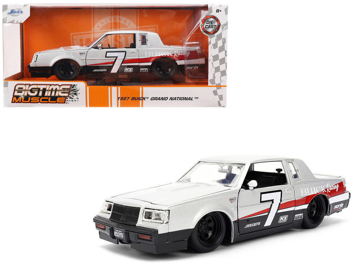 1987 Buick Grand National #7 "Buick Racing" Matt Silver Metallic with Red and Black Stripes "Bigtime Muscle" Series 1/24 Diecast Model by Jada LuxuryLifeWay Online Store