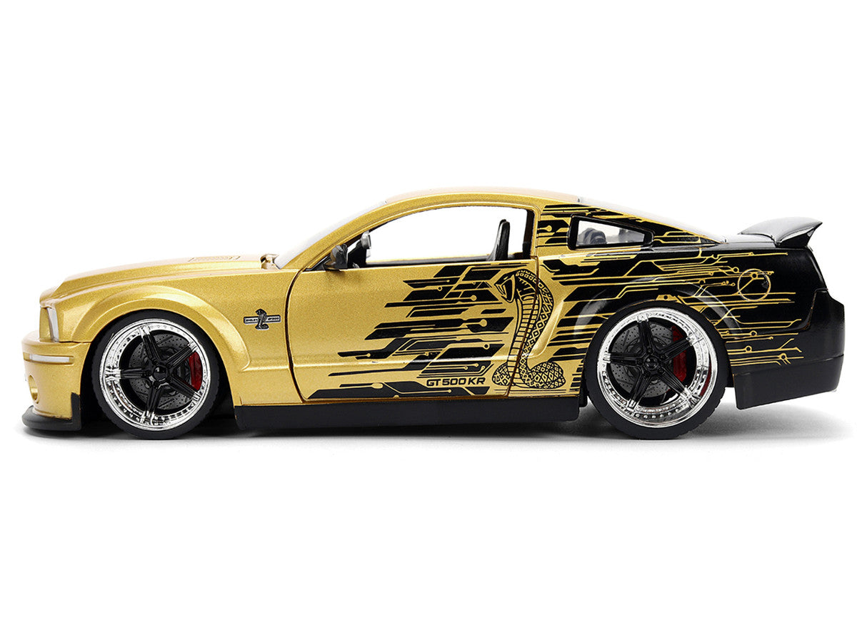 2008 Ford Shelby Mustang GT-500KR Gold Metallic and Black with Graphics "Bigtime Muscle" Series 1/24 Diecast Model Car by Jada LuxuryLifeWay Online Store