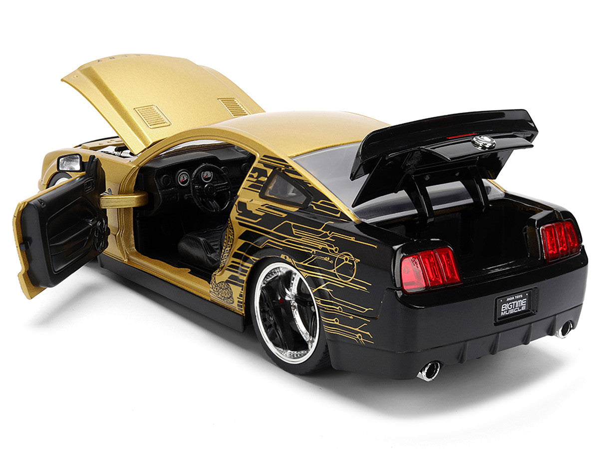 2008 Ford Shelby Mustang GT-500KR Gold Metallic and Black with Graphics "Bigtime Muscle" Series 1/24 Diecast Model Car by Jada LuxuryLifeWay Online Store
