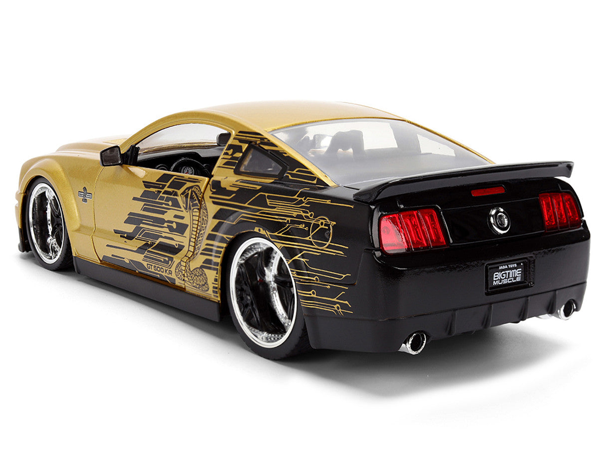 2008 Ford Shelby Mustang GT-500KR Gold Metallic and Black with Graphics "Bigtime Muscle" Series 1/24 Diecast Model Car by Jada LuxuryLifeWay Online Store