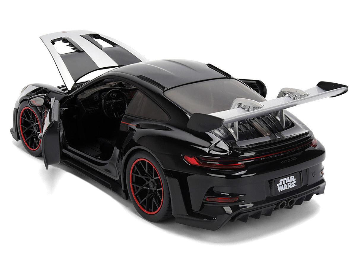 Porsche 911 GT3 RS (992) Black with Silver Hood and Graphics and Darth Vader Figure "Star Wars" Franchise "Hollywood Rides" Series 1/24 Diecast Model Car by Jada LuxuryLifeWay Online Store