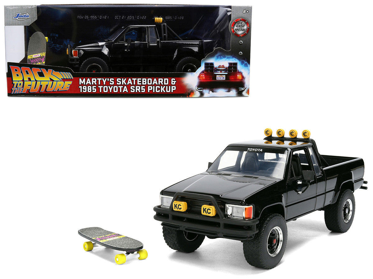 1985 Toyota SR5 Pickup Truck Black with Marty's Skateboard "Back to the Future" (1985) Movie "Hollywood Rides" Series 1/24 Diecast Model Car by Jada LuxuryLifeWay Online Store