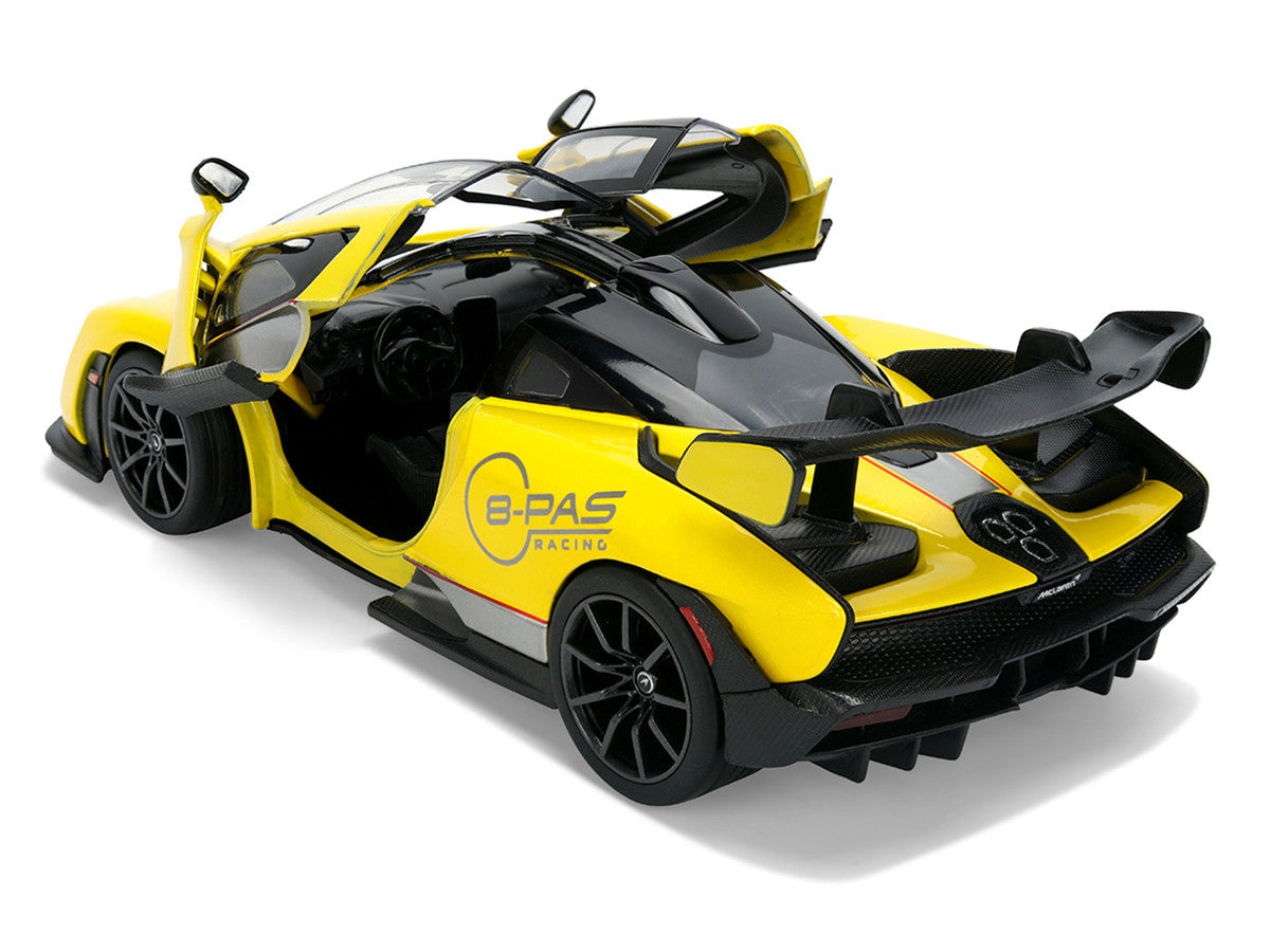 McLaren Senna "8-PAS Racing" Yellow Metallic with Black Top "Hyper-Spec" Series 1/24 Diecast Model Car by Jada LuxuryLifeWay Online Store