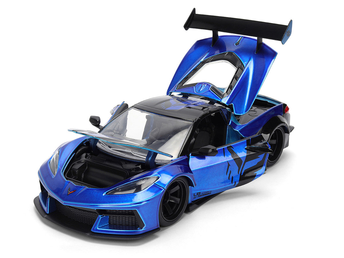 Chevrolet Corvette C8 "Liberty Walk" Candy Blue and Black "Hyper-Spec" Series 1/24 Diecast Model Car by Jada LuxuryLifeWay Online Store