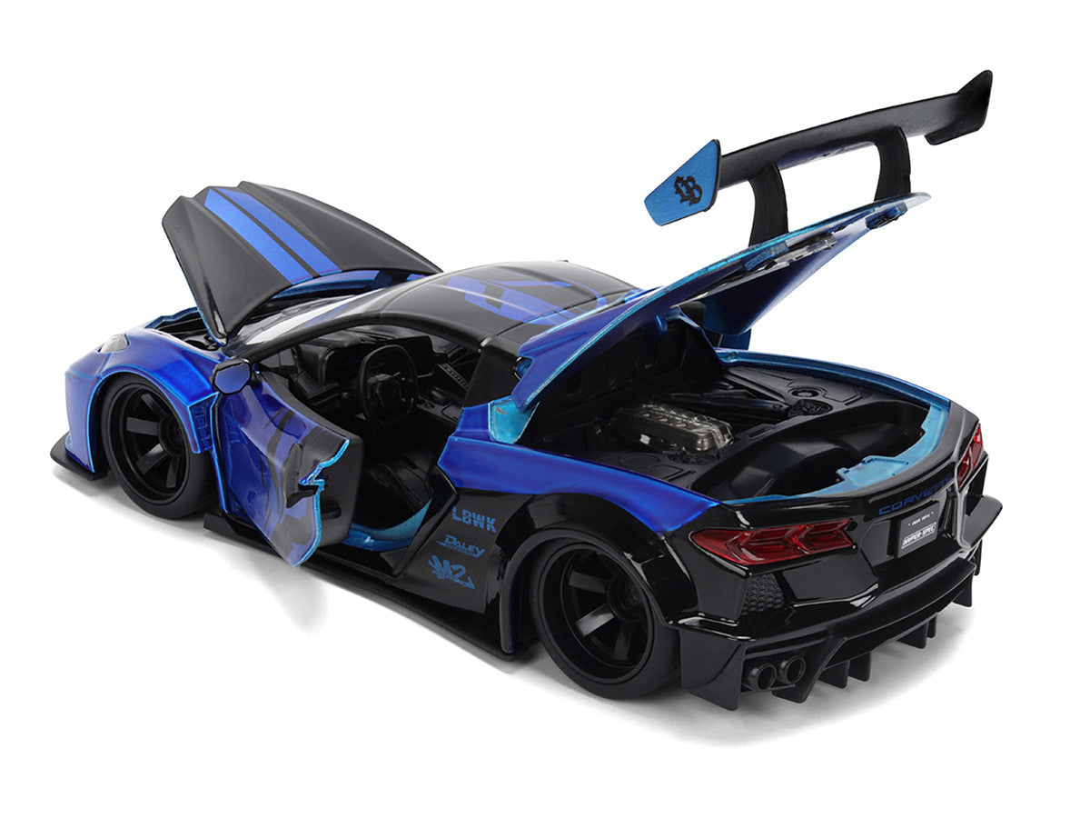 Chevrolet Corvette C8 "Liberty Walk" Candy Blue and Black "Hyper-Spec" Series 1/24 Diecast Model Car by Jada LuxuryLifeWay Online Store