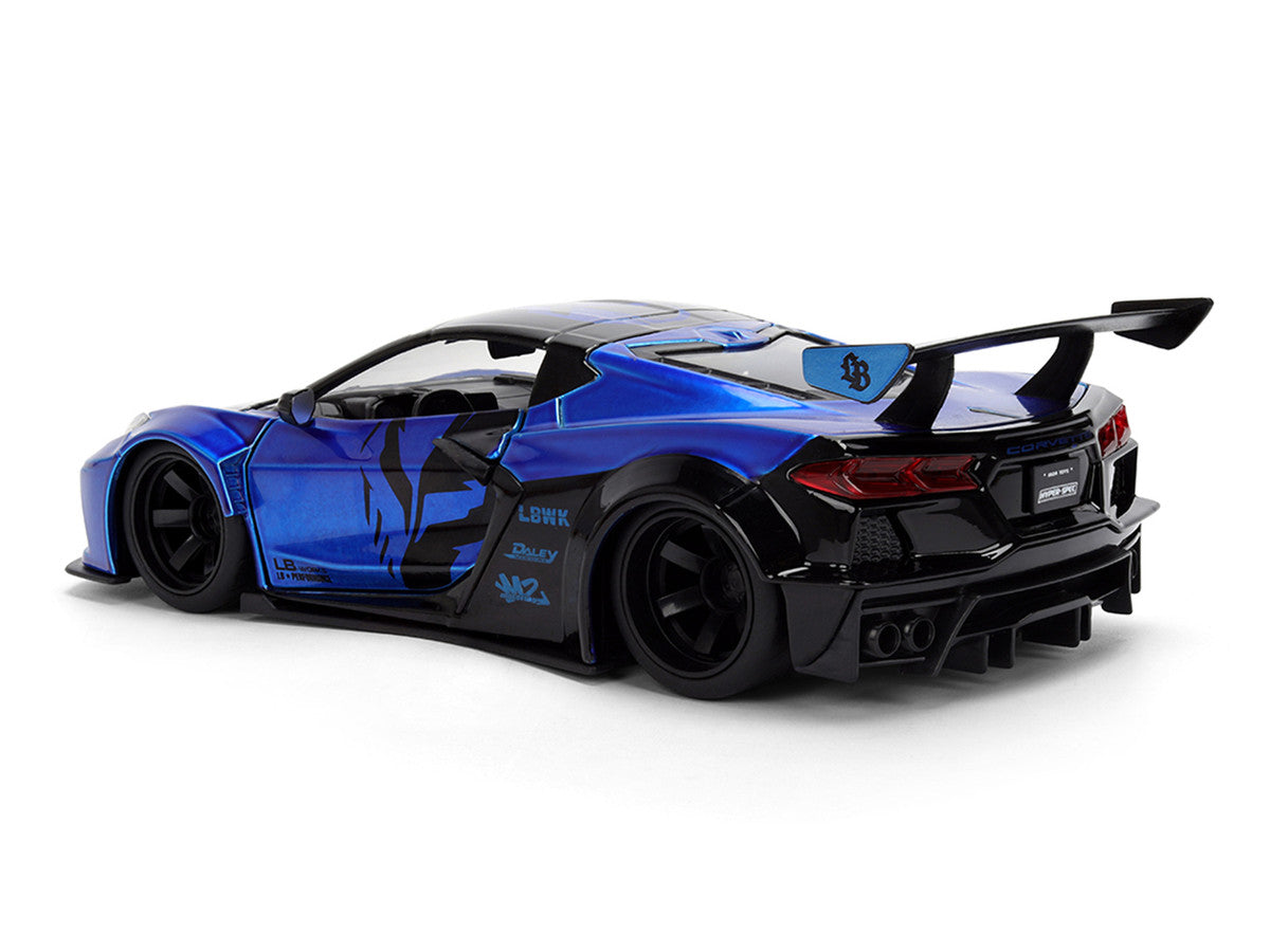 Chevrolet Corvette C8 "Liberty Walk" Candy Blue and Black "Hyper-Spec" Series 1/24 Diecast Model Car by Jada LuxuryLifeWay Online Store