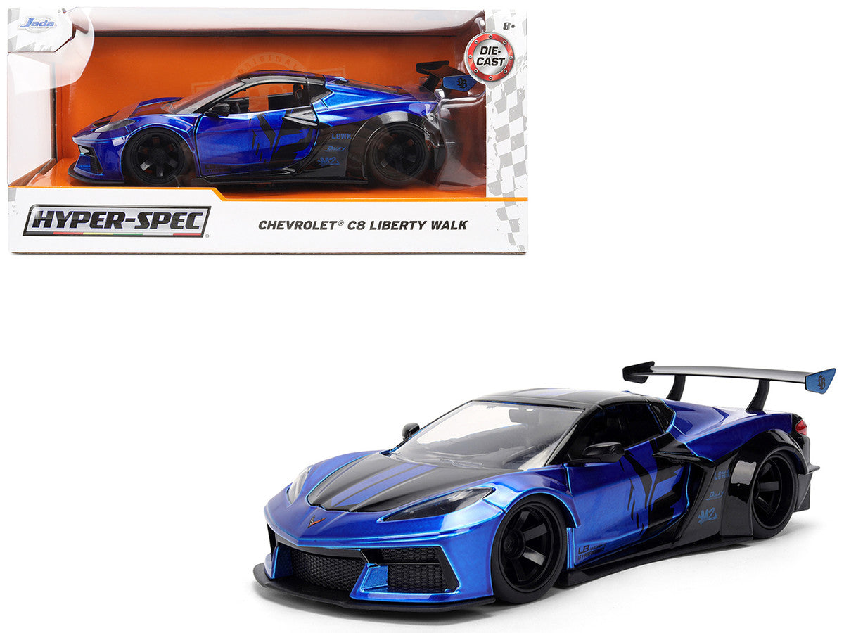 Chevrolet Corvette C8 "Liberty Walk" Candy Blue and Black "Hyper-Spec" Series 1/24 Diecast Model Car by Jada LuxuryLifeWay Online Store