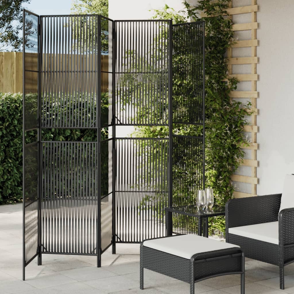 Room Divider 6 Panels Black Poly Rattan LuxuryLifeWay Online Store