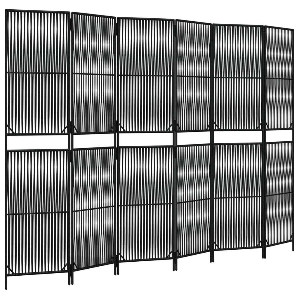 Room Divider 6 Panels Black Poly Rattan LuxuryLifeWay Online Store