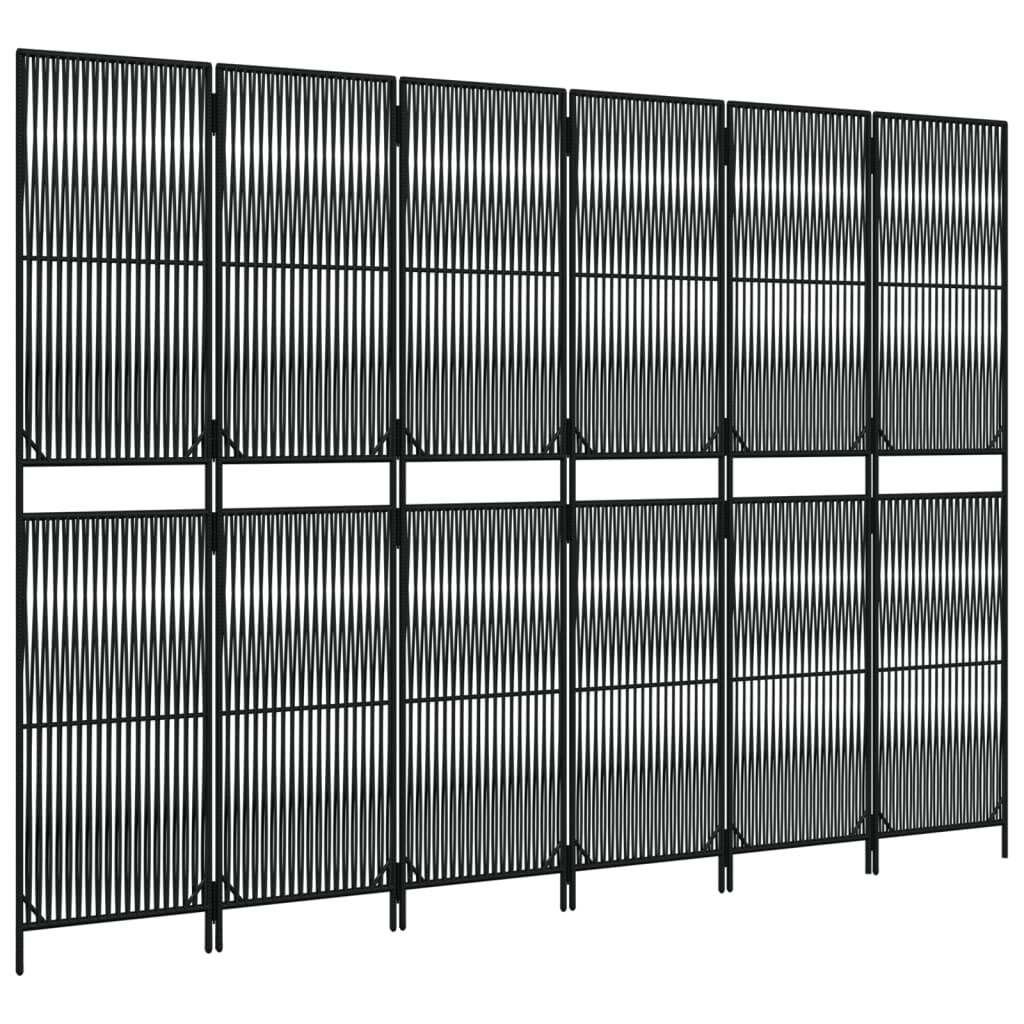 Room Divider 6 Panels Black Poly Rattan LuxuryLifeWay Online Store