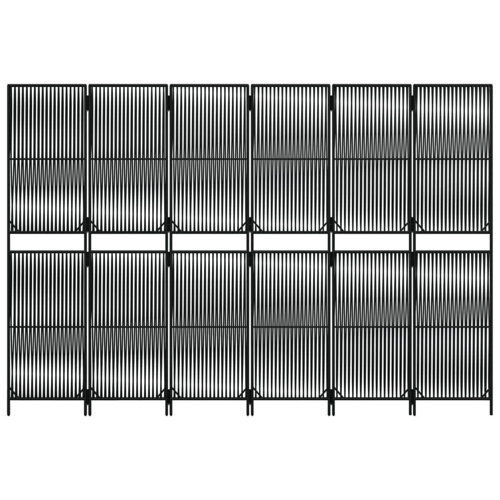 Room Divider 6 Panels Black Poly Rattan LuxuryLifeWay Online Store