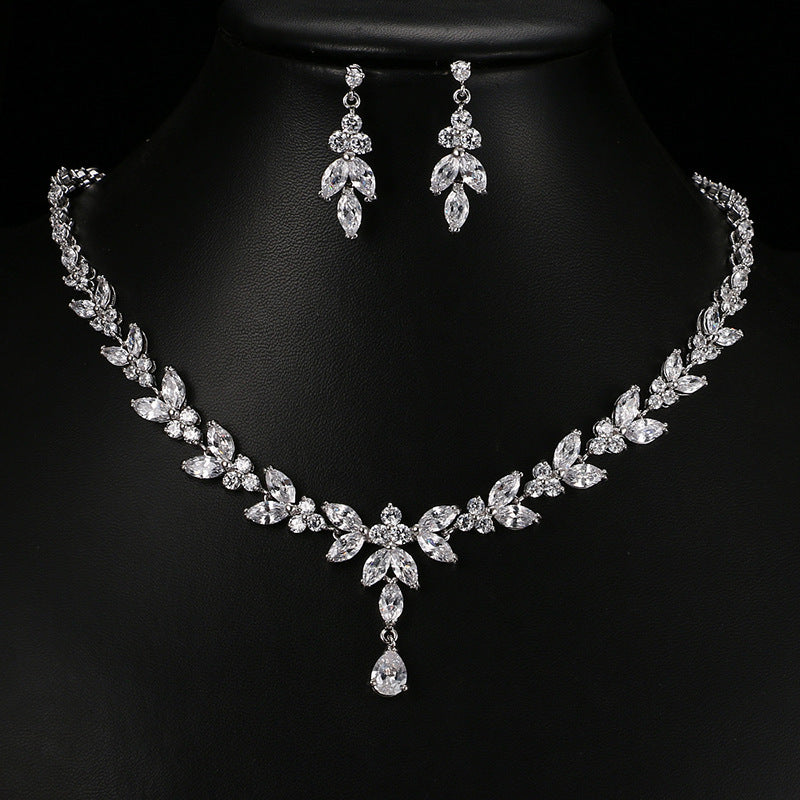 Simple White Bride Zircon Set Women LadyShow.Store