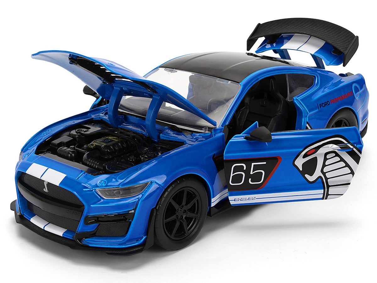 2020 Ford Mustang Shelby GT500 #65 "Ford Performance" Blue with Black Top and White Stripes "Bigtime Muscle" Series 1/24 Diecast Model Car by Jada LuxuryLifeWay Online Store