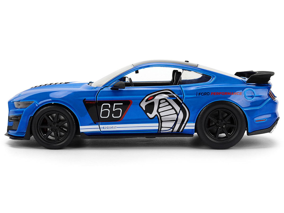 2020 Ford Mustang Shelby GT500 #65 "Ford Performance" Blue with Black Top and White Stripes "Bigtime Muscle" Series 1/24 Diecast Model Car by Jada LuxuryLifeWay Online Store