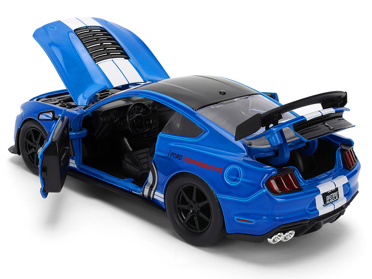 2020 Ford Mustang Shelby GT500 #65 "Ford Performance" Blue with Black Top and White Stripes "Bigtime Muscle" Series 1/24 Diecast Model Car by Jada LuxuryLifeWay Online Store