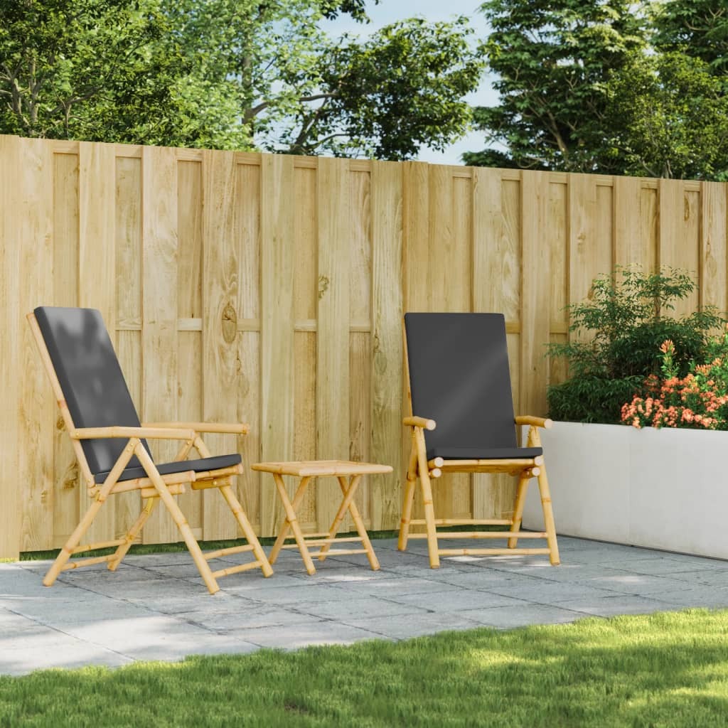 Folding Patio Reclining Chairs 2 pcs with Cushions Bamboo LuxuryLifeWay Online Store