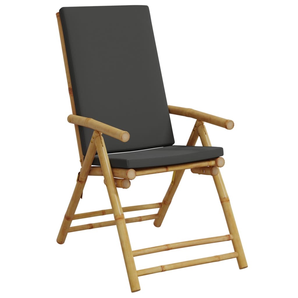 Folding Patio Reclining Chairs 2 pcs with Cushions Bamboo LuxuryLifeWay Online Store