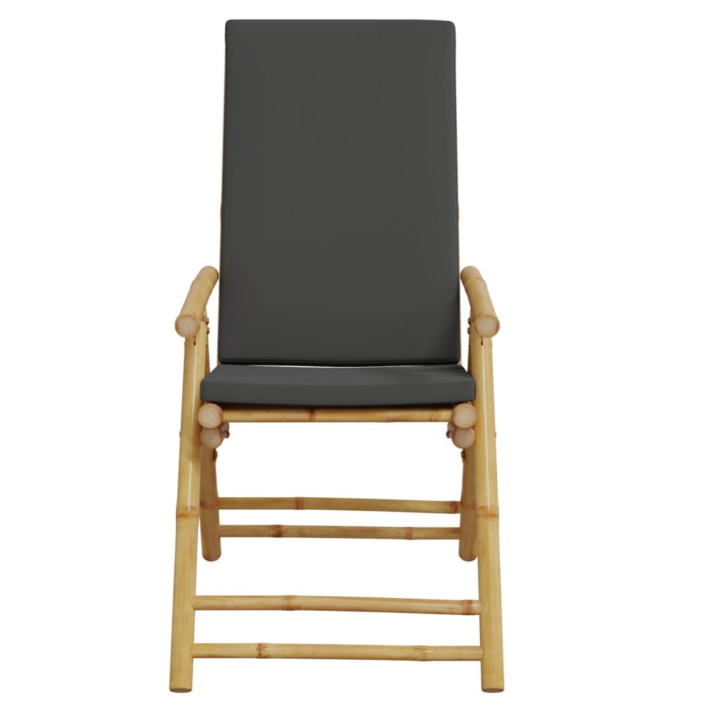 Folding Patio Reclining Chairs 2 pcs with Cushions Bamboo LuxuryLifeWay Online Store