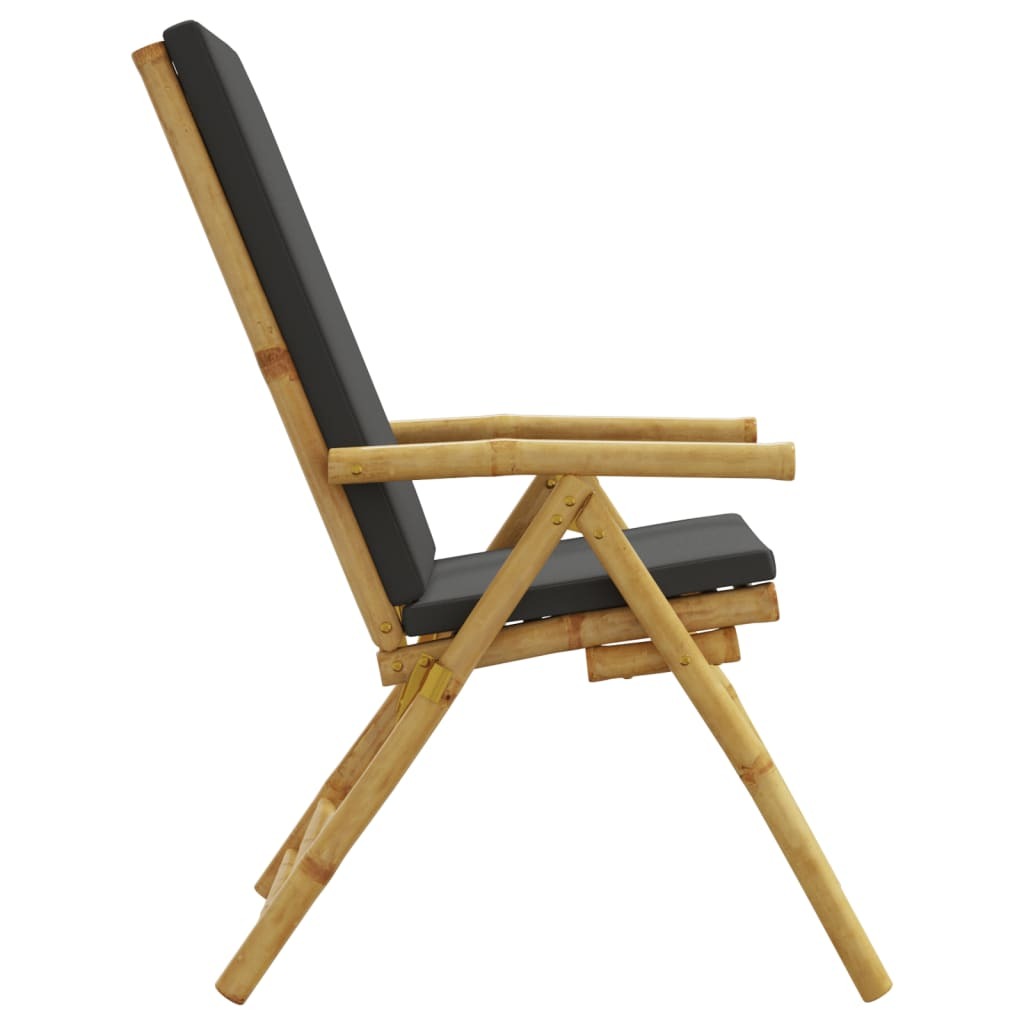 Folding Patio Reclining Chairs 2 pcs with Cushions Bamboo LuxuryLifeWay Online Store