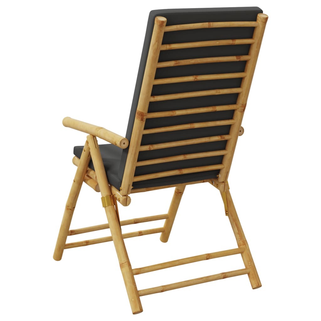 Folding Patio Reclining Chairs 2 pcs with Cushions Bamboo LuxuryLifeWay Online Store