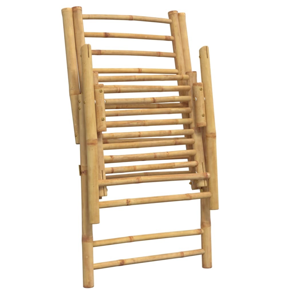 Folding Patio Reclining Chairs 2 pcs with Cushions Bamboo LuxuryLifeWay Online Store