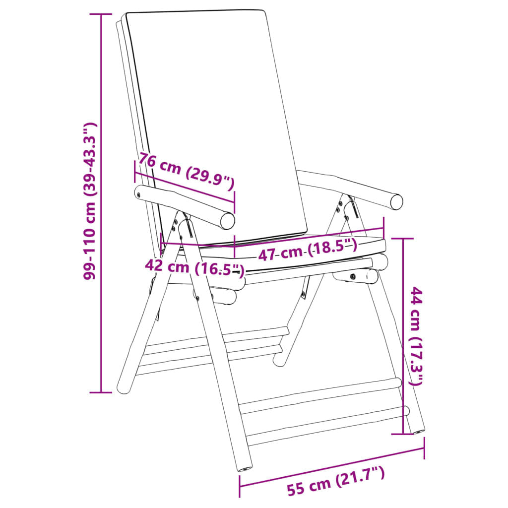 Folding Patio Reclining Chairs 2 pcs with Cushions Bamboo LuxuryLifeWay Online Store