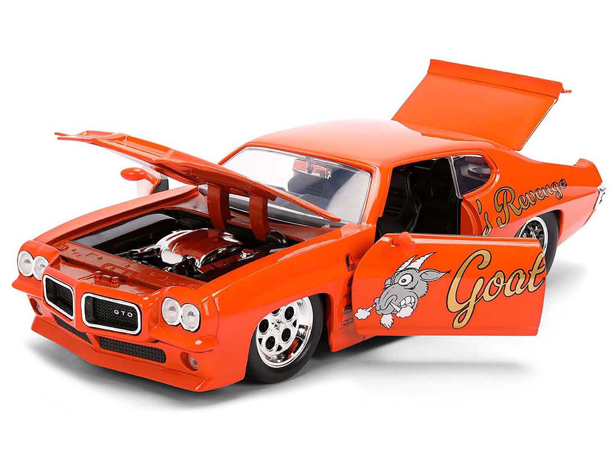1971 Pontiac GTO "Goat's Revenge" Orange with Graphics "Bigtime Muscle" Series 1/24 Diecast Model Car by Jada LuxuryLifeWay Online Store
