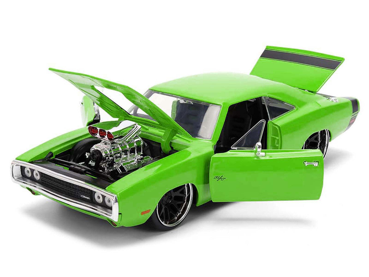 1970 Dodge Charger R/T Bright Green with Black Tail Stripe "Bigtime Muscle" Series 1/24 Diecast Model Car by Jada LuxuryLifeWay Online Store