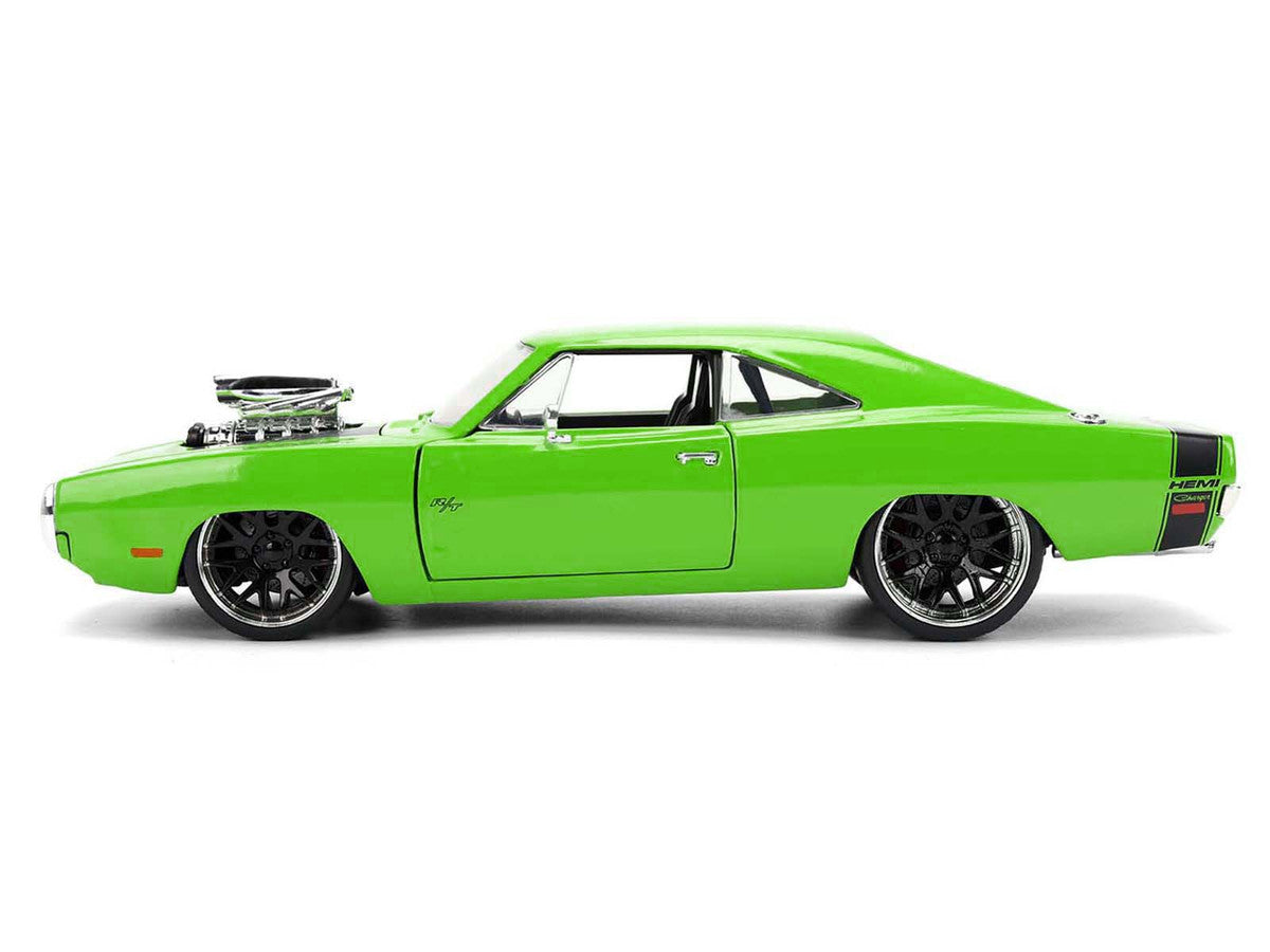 1970 Dodge Charger R/T Bright Green with Black Tail Stripe "Bigtime Muscle" Series 1/24 Diecast Model Car by Jada LuxuryLifeWay Online Store