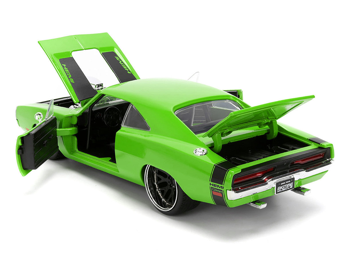 1970 Dodge Charger R/T Bright Green with Black Tail Stripe "Bigtime Muscle" Series 1/24 Diecast Model Car by Jada LuxuryLifeWay Online Store