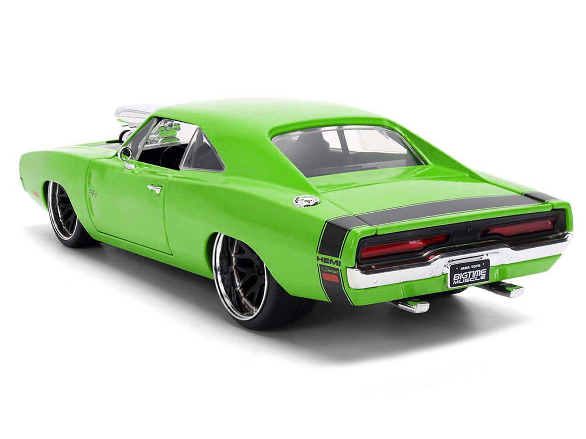 1970 Dodge Charger R/T Bright Green with Black Tail Stripe "Bigtime Muscle" Series 1/24 Diecast Model Car by Jada LuxuryLifeWay Online Store