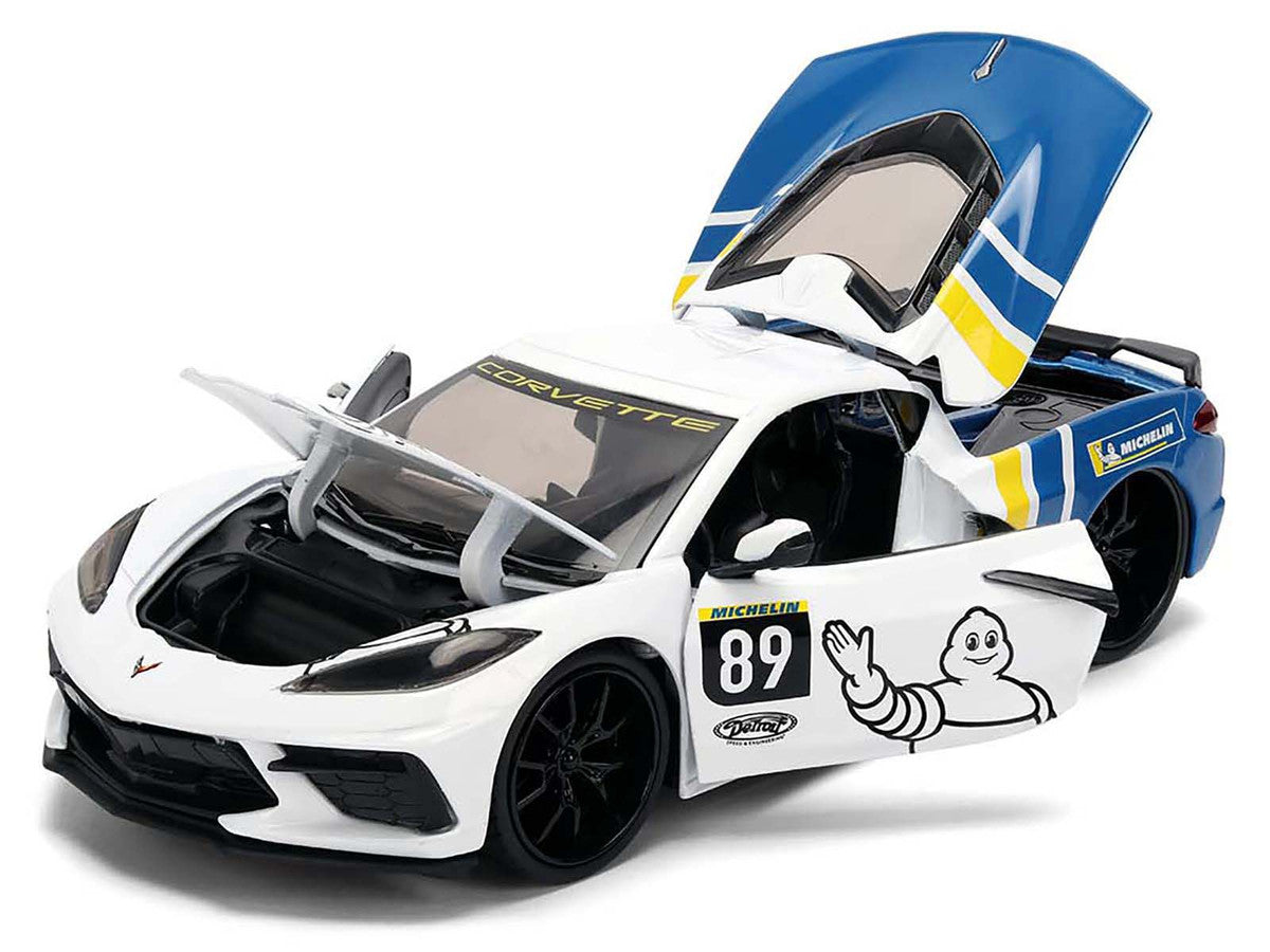 2020 Chevrolet Corvette Stingray C8 #89 "Michelin" White with Yellow and Blue Stripes "Bigtime Muscle" Series 1/24 Diecast Model Car by Jada LuxuryLifeWay Online Store