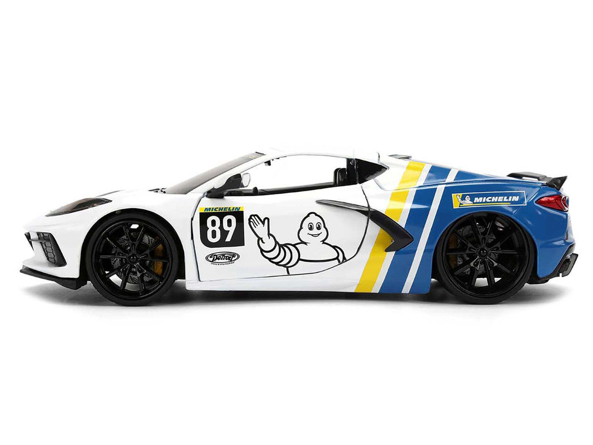 2020 Chevrolet Corvette Stingray C8 #89 "Michelin" White with Yellow and Blue Stripes "Bigtime Muscle" Series 1/24 Diecast Model Car by Jada LuxuryLifeWay Online Store