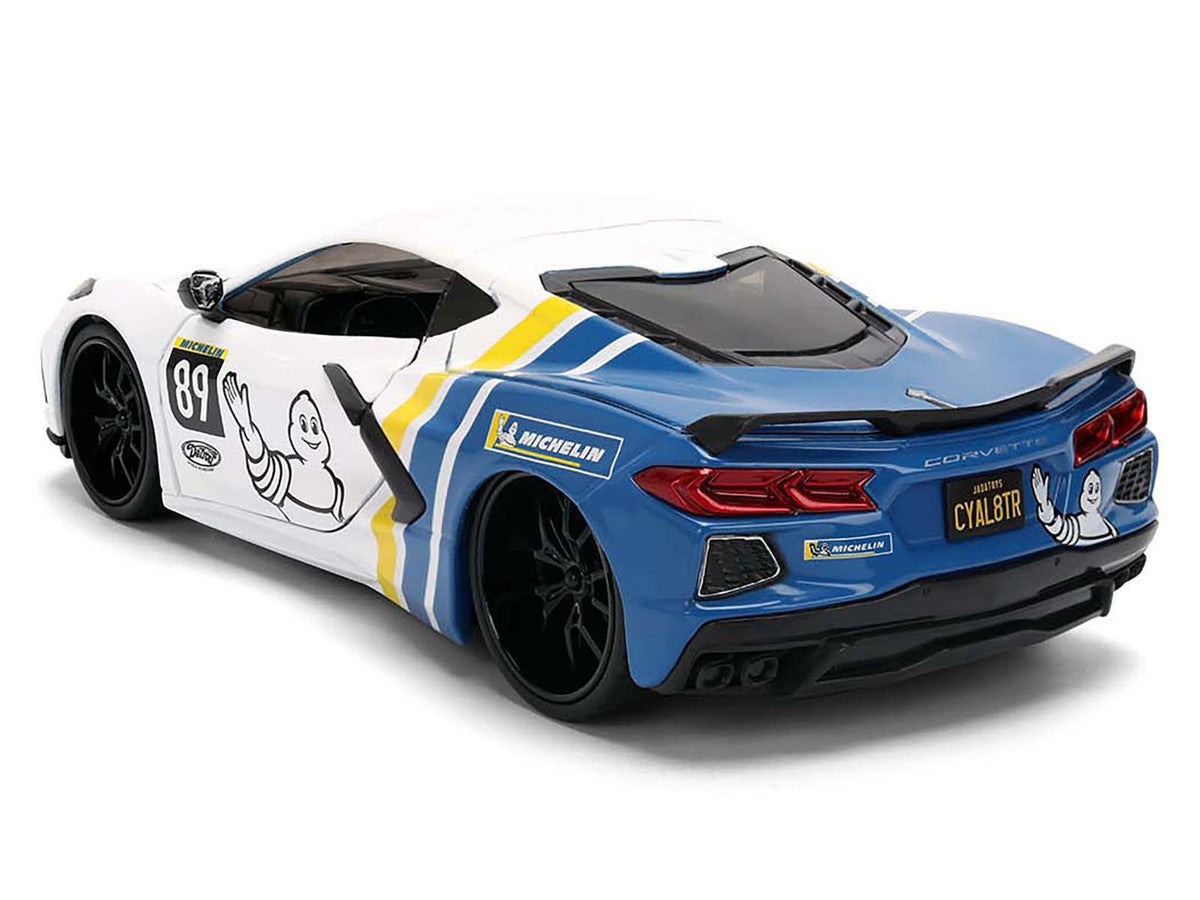 2020 Chevrolet Corvette Stingray C8 #89 "Michelin" White with Yellow and Blue Stripes "Bigtime Muscle" Series 1/24 Diecast Model Car by Jada LuxuryLifeWay Online Store