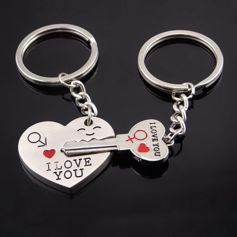 Magnetic I Love You Heart Lock Key Pendant Couple Keychains LadyShow.Store