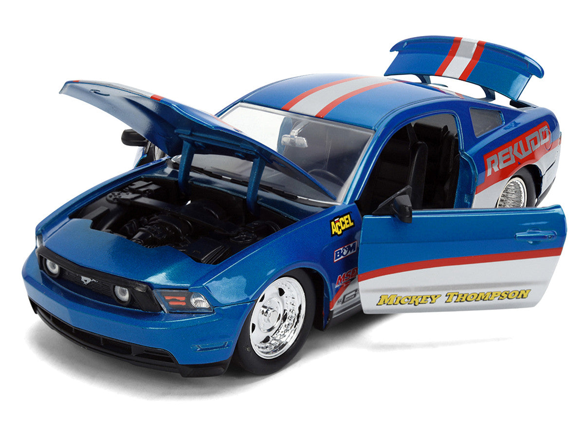 2010 Ford Mustang GT "Rekudo" Blue Metallic with Red and Silver Stripes "Bigtime Muscle" Series 1/24 Diecast Model Car by Jada LuxuryLifeWay Online Store