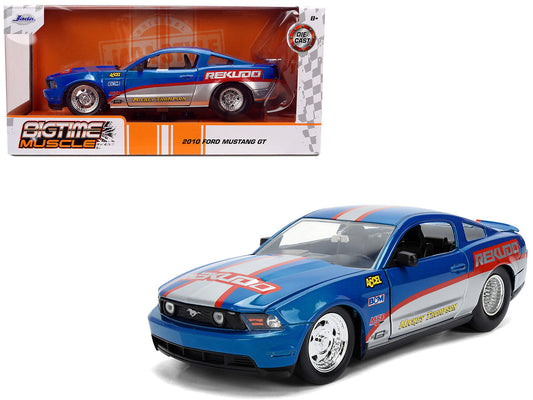 2010 Ford Mustang GT "Rekudo" Blue Metallic with Red and Silver Stripes "Bigtime Muscle" Series 1/24 Diecast Model Car by Jada LuxuryLifeWay Online Store