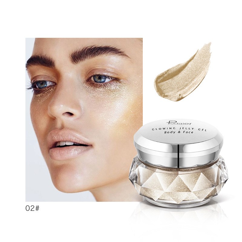 Face Highlighter Jelly Gel Mermaid Eyeshadow Glow Body Glitter Festival Makeup Iluminador Gold Liquid Highlighter Bronzer LadyShow.Store