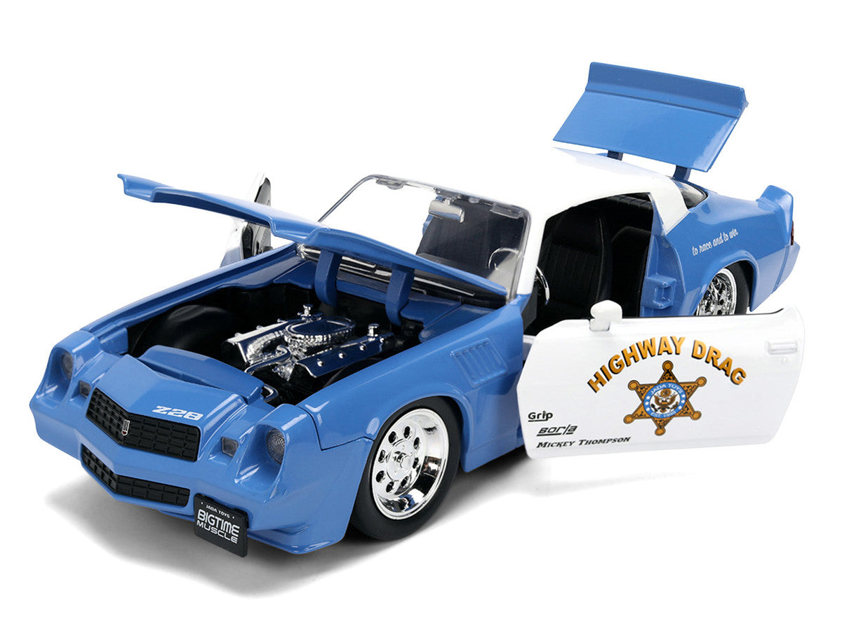 1979 Chevrolet Camaro Z28 Police "Highway Drag" Blue and White "Bigtime Muscle" Series 1/24 Diecast Model Car by Jada LuxuryLifeWay Online Store