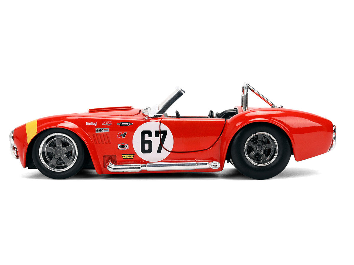 1965 Shelby Cobra 427 S/C #67 Red with Yellow Stripe "Bigtime Muscle" Series 1/24 Diecast Model Car by Jada LuxuryLifeWay Online Store